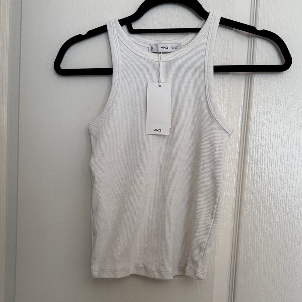 NWT Mango Ribbed Cotton Blend Top